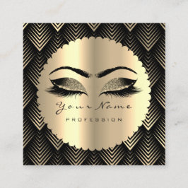 Sepia Guld Black Glitter Makeup Artist Lash SPA Fyrkantigt Visitkort
