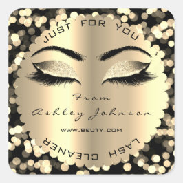 Sepia Guld Confetti Glitter Lash Cleaner Square Fyrkantigt Klistermärke