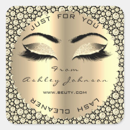 Sepia Guld Diamond Glitter Lash Cleaner Square Fyrkantigt Klistermärke
