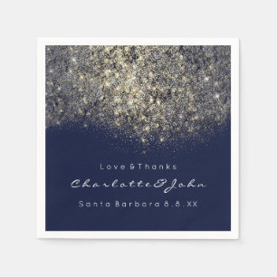 Sepia Guld Glitter Blue Navy Confetti Sequin Pappersservett