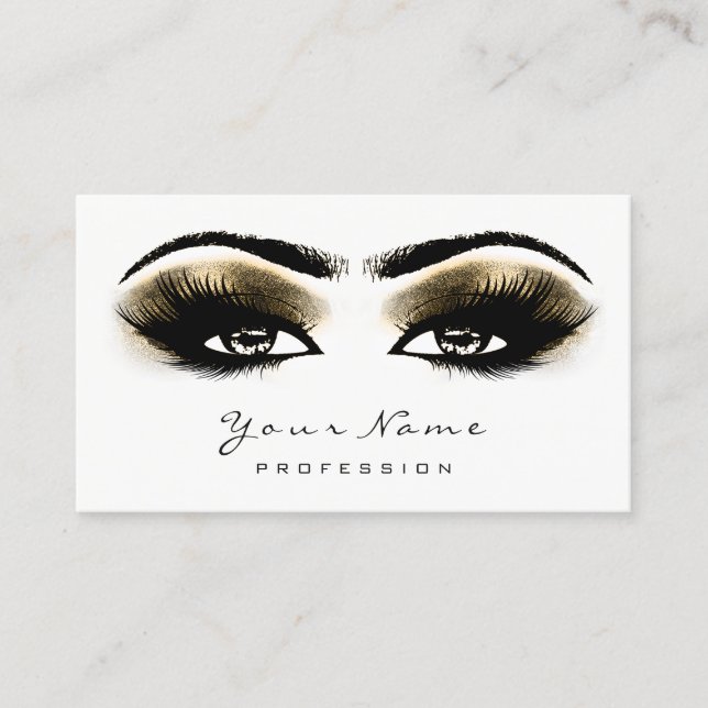 Sepia Guld Glitter Makeup Artist Lash Black Whit Tidsbeställning Kort (Framsida)