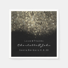 Sepia Guld Glitter Svartvit konfetti Sequin Pappersservett