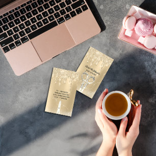 Sepia Guld-spisare i Hairdresser Glitter Visitkort