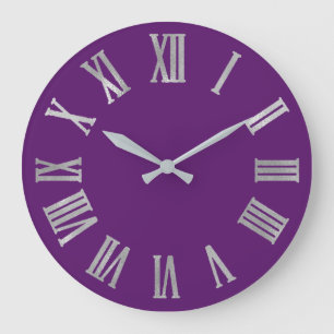 Sepia Guld Violet Metallic Silver Roman Nummer Stor Klocka