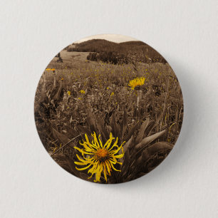 Sepia-Gult, vilda blommor Knapp