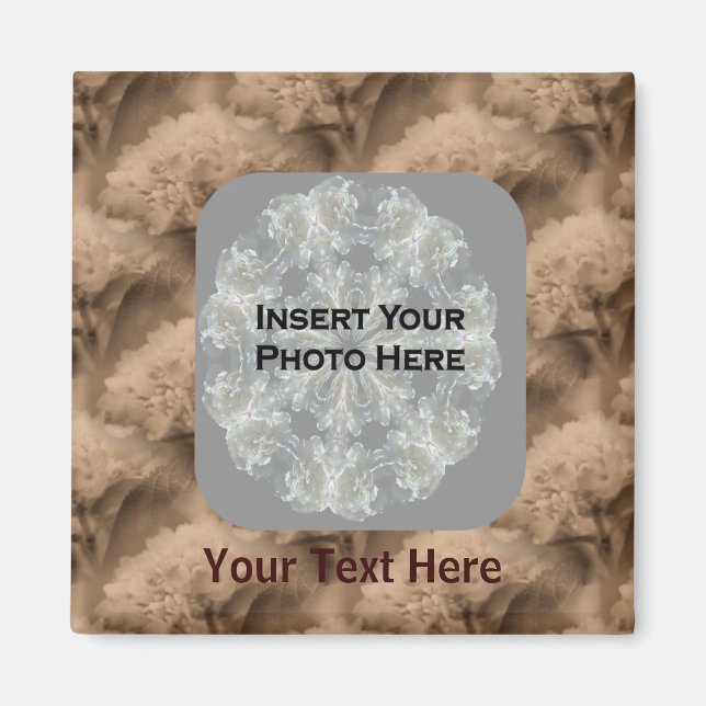 Sepia Hydrangea Flowers Photo Magnet (Framsidan)