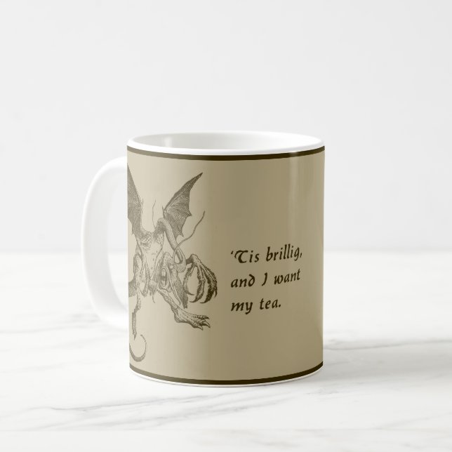 Sepia Jabberwock Coffee Mugg (Framsida vänster)