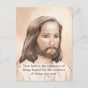 Sepia Jesus Art Bible Quote - Hebrews 11:1 Vykort