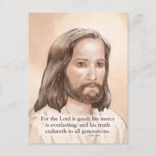 Sepia Jesus Art Bible Quote - Psalm 100:5 Vykort