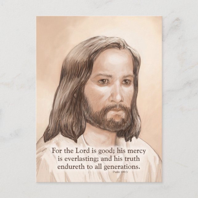 Sepia Jesus Art Bible Quote - Psalm 100:5 Vykort (Framsida)