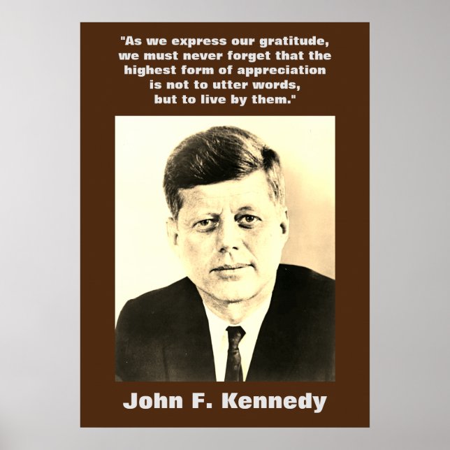 Sepia JFK John F. Kennedy Quote Motivational Poster (Framsidan)