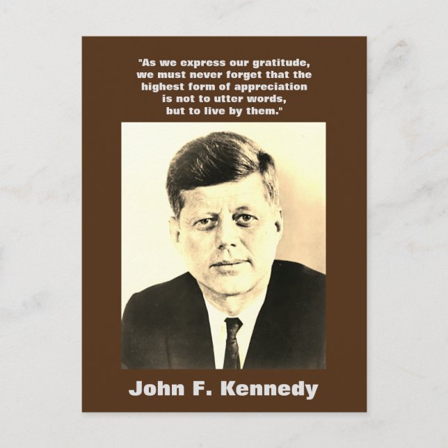 Sepia JFK John F. Kennedy Quote Motivational Vykort (Framsida)
