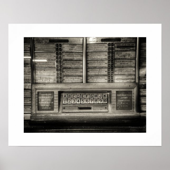 Sepia Jukeboxaffisch tryck (Framsidan)