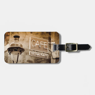 Sepia kafé skylt, Paris, Frankrike Bagagebricka