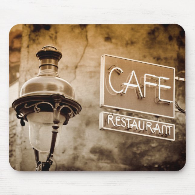 Sepia kafé skylt, Paris, Frankrike Musmatta (Framsidan)