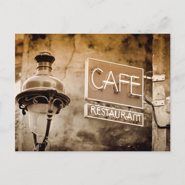 Sepia kafé skylt, Paris, Frankrike Vykort (Framsida)