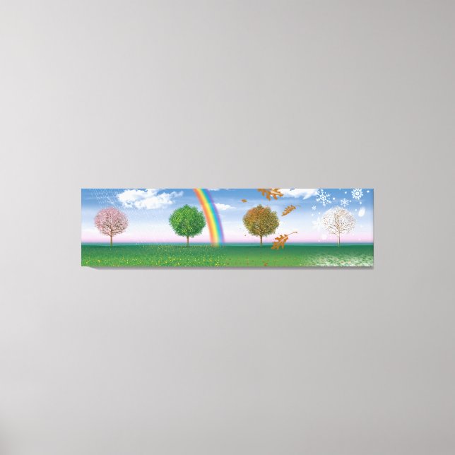 Sepia-kanvastrycket, fyra årstider unik digital ko canvastryck (Framsida)