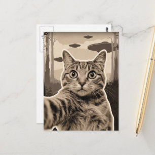 Sepia Kitty och UFO:er Vykort