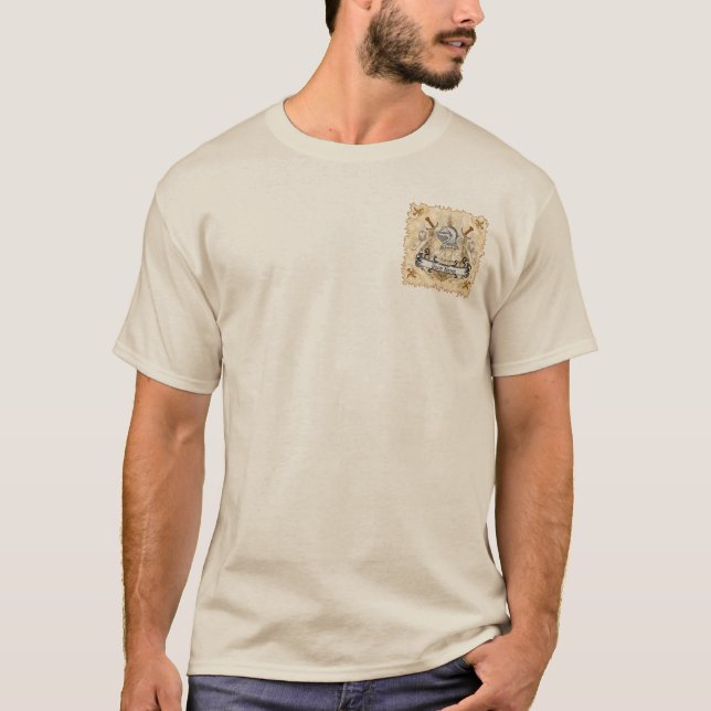 Sepia knight Shield-efternamn T Shirt (Framsida)