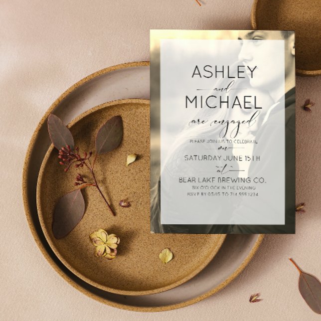 Sepia Kraft Typography Photo Förlovning Investigat Inbjudningar (Engaged & Excited! Join Us for the Party 🥂💍 [Personalize Here])