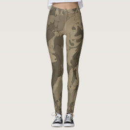 Sepia Land Girl Fishing Camouflage Mönster Leggings