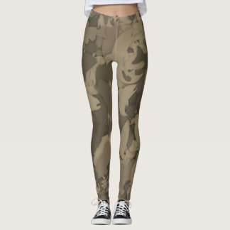 Sepia Land Girl Fishing Camouflage Mönster Leggings