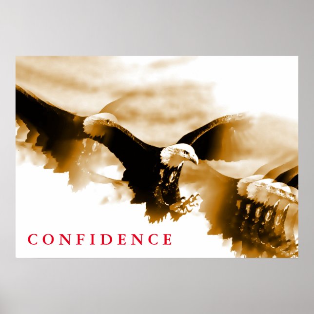 Sepia Landing Eagle Motivational Confidence Poster (Framsidan)