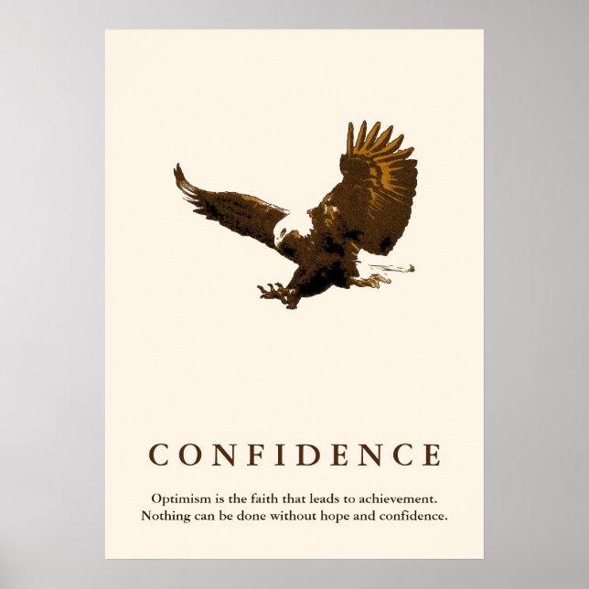 Sepia Landing Eagle Motivational Confidence Quote Poster (Framsidan)