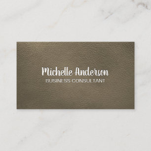 Sepia Leather Relief Lettering Visitkort