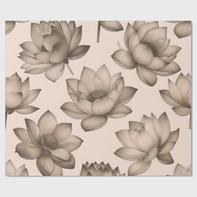 Sepia Lotus Wrapping Papper Presentpapper (Platt)