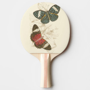 Sepia Löv med färgade fjärilar Pingisracket