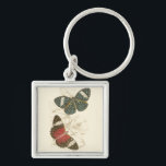 Sepia Löv med färgstarka fjärilar Fyrkantig Silverfärgad Nyckelring<br><div class="desc">Vingarna av dessa färgstarka fjärilar står på ett underbart sätt emot de sepiska tonerna i hand plockade löv i biet. Den här bildens hätska skönhet skulle se ut som fantastisk i ditt hem. Köp en kopia idag!</div>