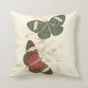 Sepia Löv med färgstarka fjärilar Kudde