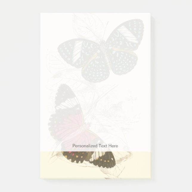 Sepia Löv med färgstarka fjärilar Post-it Block (Framsida)