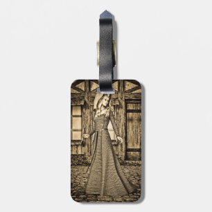 Sepia medeltida prinsessa renässanskonst bagagebricka