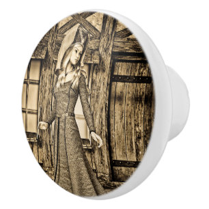 Sepia medeltida prinsessa renässanskonst knopp