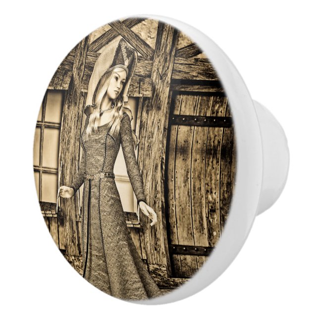Sepia medeltida prinsessa renässanskonst knopp (Höger)