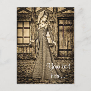 Sepia medeltida prinsessa renässanskonst vykort