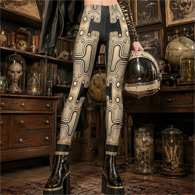 Sepia Mekanisk Android Futuristisk Robot Leggings (Skapare uppladdad)