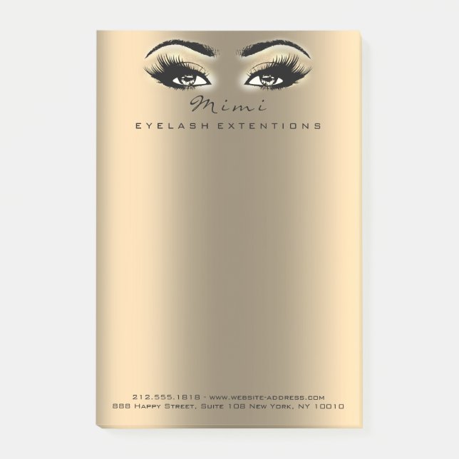 Sepia Metallic Makeup Namn Webben Telefonnummer Post-it Block (Framsida)