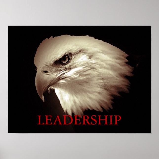 Sepia Motiverande Leader Eagle Öga Poster (Framsidan)