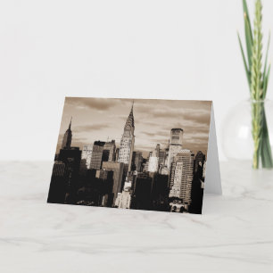 Sepia New York City Bläck Sketch Kort