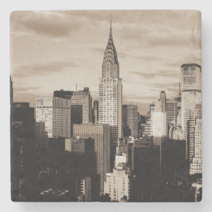 Sepia New York City Bläck Sketch Stenunderlägg