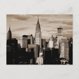 Sepia New York City Bläck Sketch Vykort