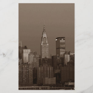 Sepia New York City Siluett Brevpapper