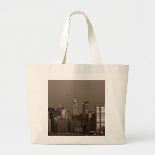 Sepia New York City Skyline Jumbo Tygkasse