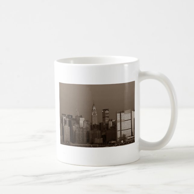 Sepia New York City Skyline Kaffemugg (Höger)