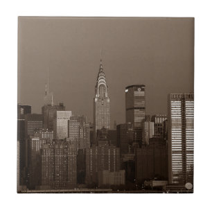 Sepia New York City Skyline Kakelplatta