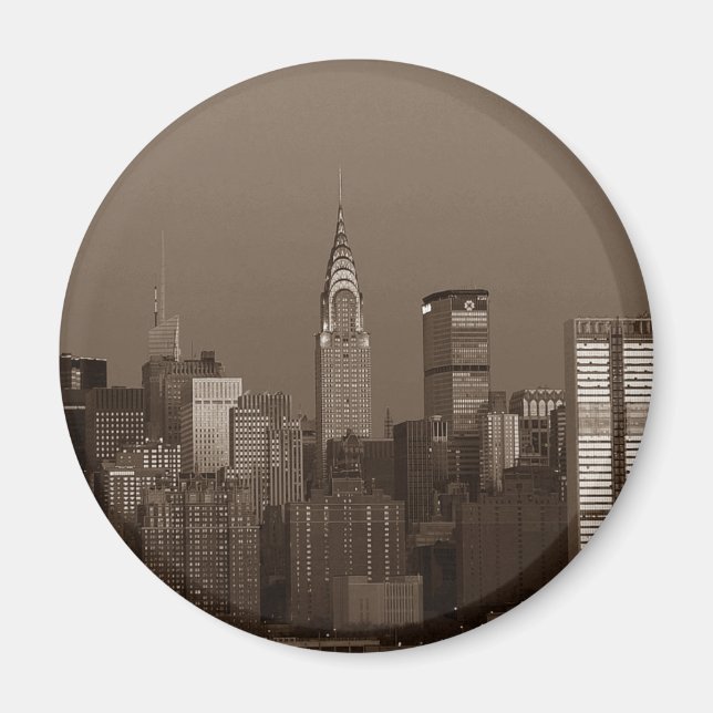 Sepia New York City Skyline Magnet (Framsidan)