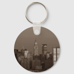 Sepia New York City Skyline Nyckelring